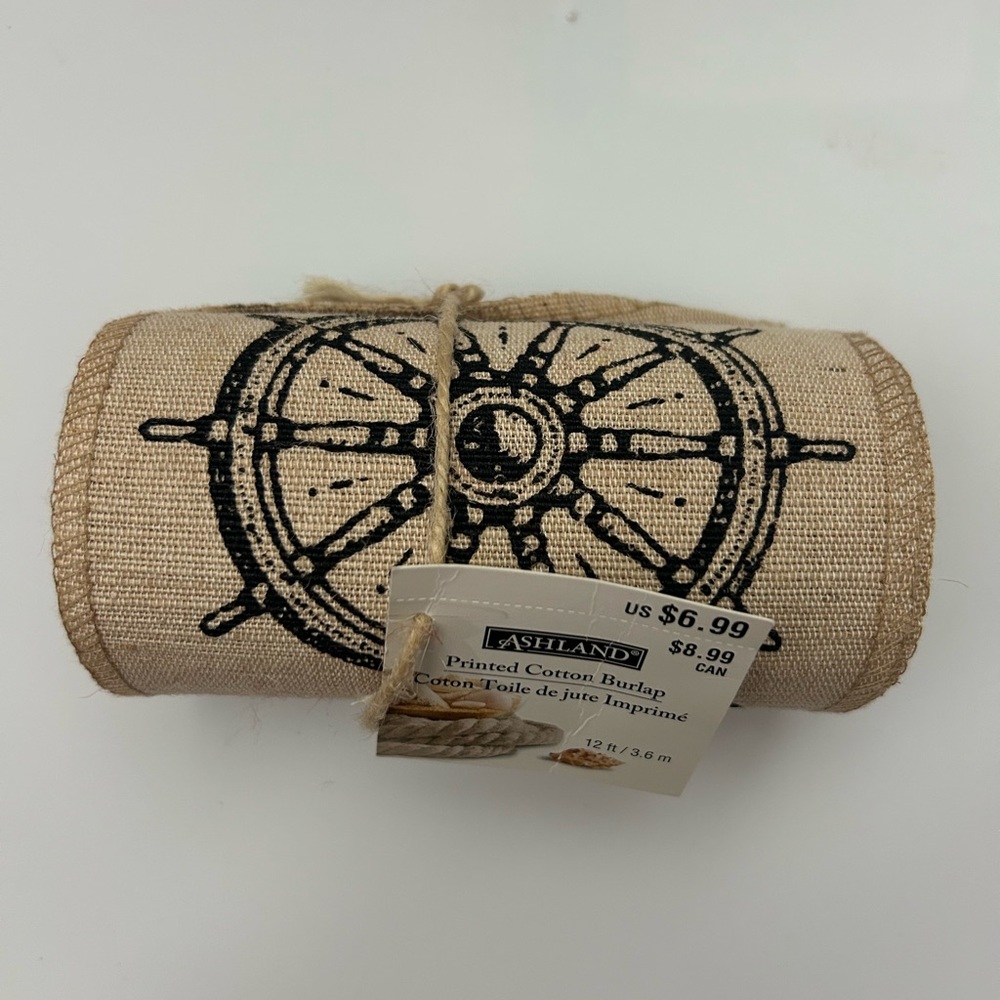 NWT Printed Cotton Burlap Ribbon